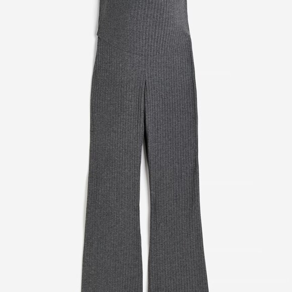 H&M MAMA Ribbed Pants Maternity Gray Full Coverage - Picture 1 of 4
